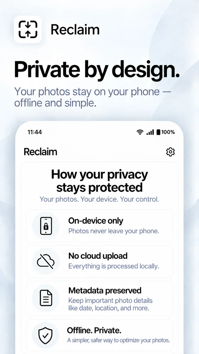 On-device processing and photo privacy in Reclaim